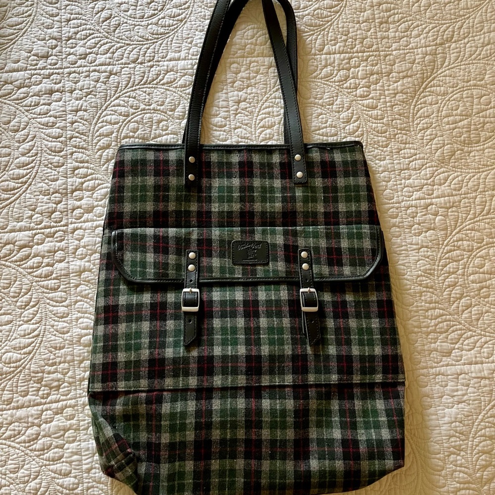 Brothers Bray for Urban Outfitters Plaid Wool and Leather Tote - EUC!